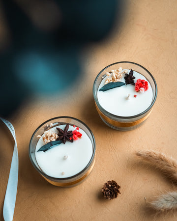 Christmas Candle | Glass Container Candle | Set Of 2 | Dry Flower Scented Soy Wax Candle | handmade Candle