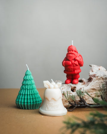 Christmas Candle | Set Of 3 | Santa Candle | Bell Candle | Christmas Tree Candle | Scented Soy Wax Candle | Handmade Candle