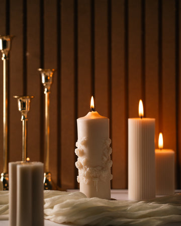 Flower Sculpted Pillar Candle
