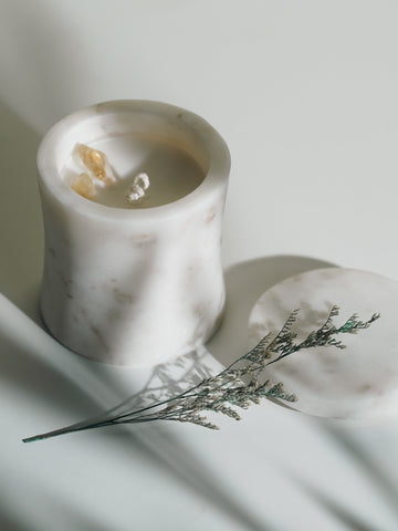 White Marble Refillable Candle | Modern Home Minimalist Luxury Decor