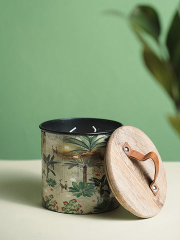 Green Iron Container Cookie Jar With Wooden Lid | Modern Minimalist Luxury Decor