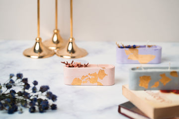 Pink Concrete Container Candle | Dry Flower Soy wax Candle | Scented Candle