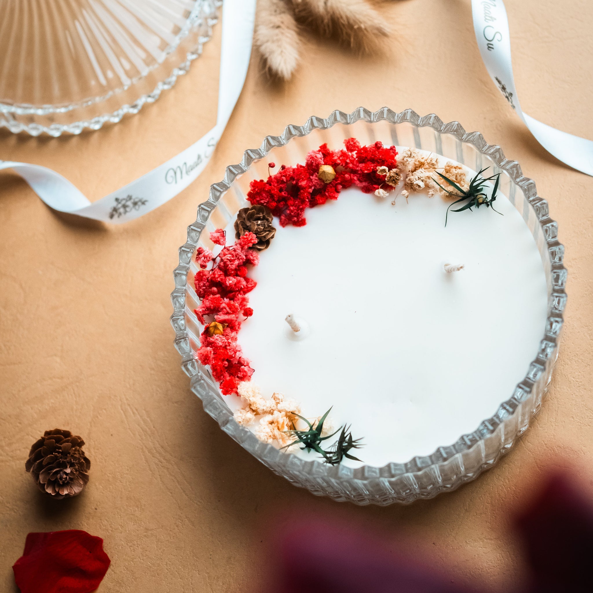 Christmas Candle | Candy Jar Candle | Dry Flower Soy Wax Candle | Decorative Candle | Candle For Gifting | HandMade Candle