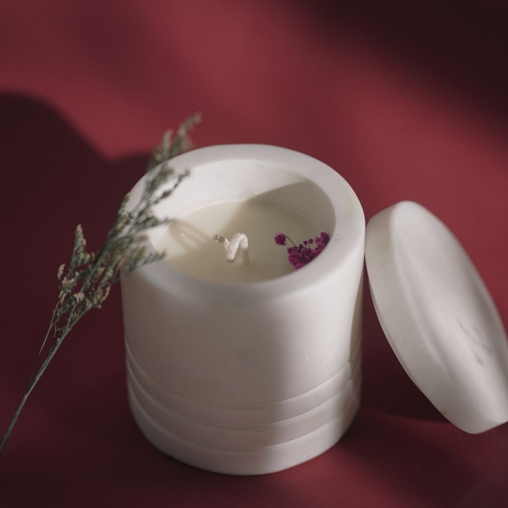 White Marble Candle | Modern Minimalist Decor