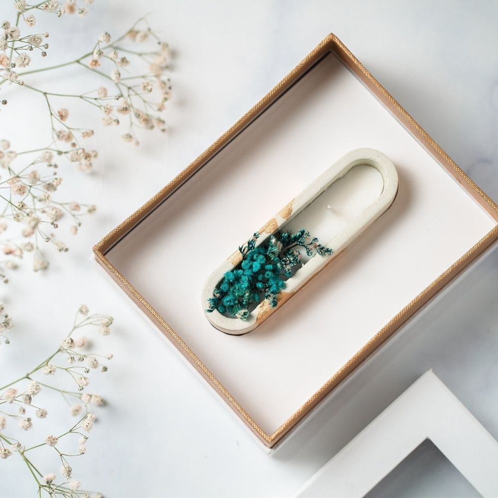 Concrete Candle | Green | Natural Flower Soy Wax Candle