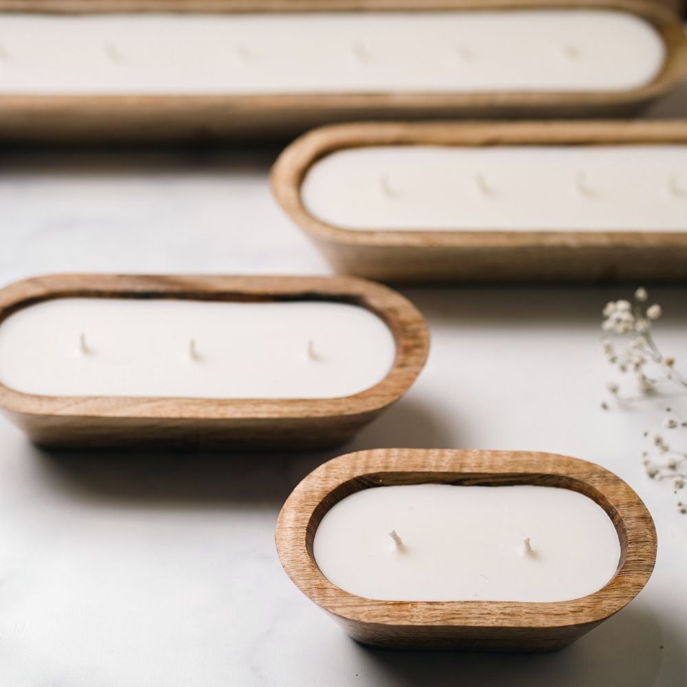 Wooden Boat Candle | 8" | Wax Flower Soy Wax Candle
