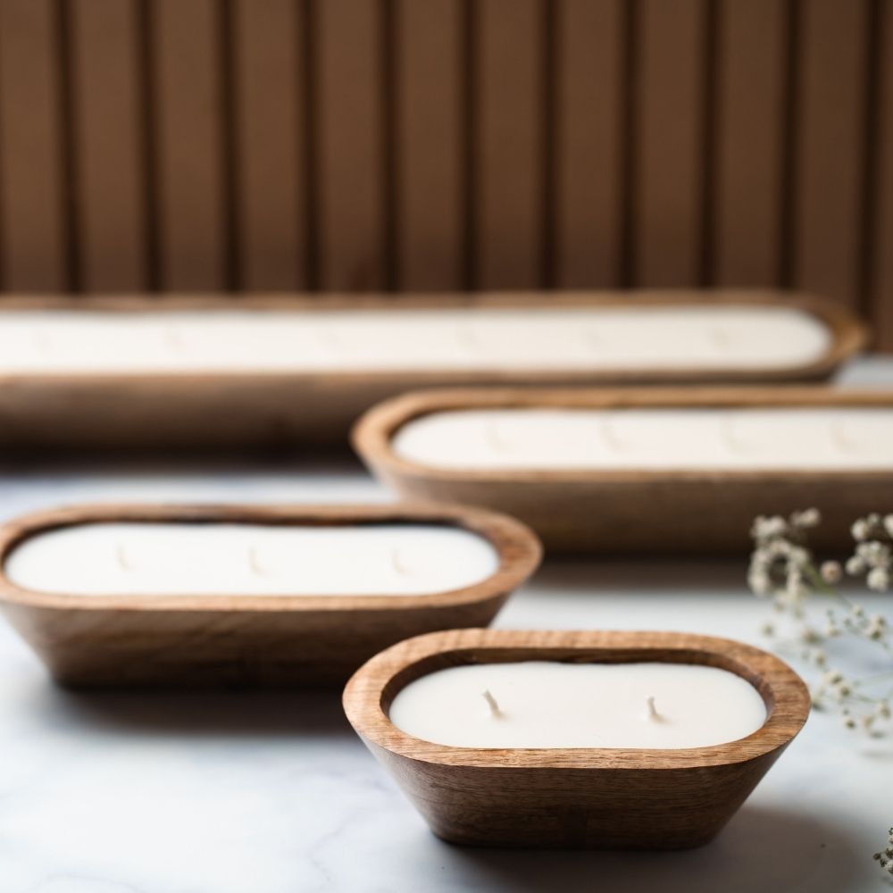 Wooden Boat Candle | 8" | Wax Flower Soy Wax Candle