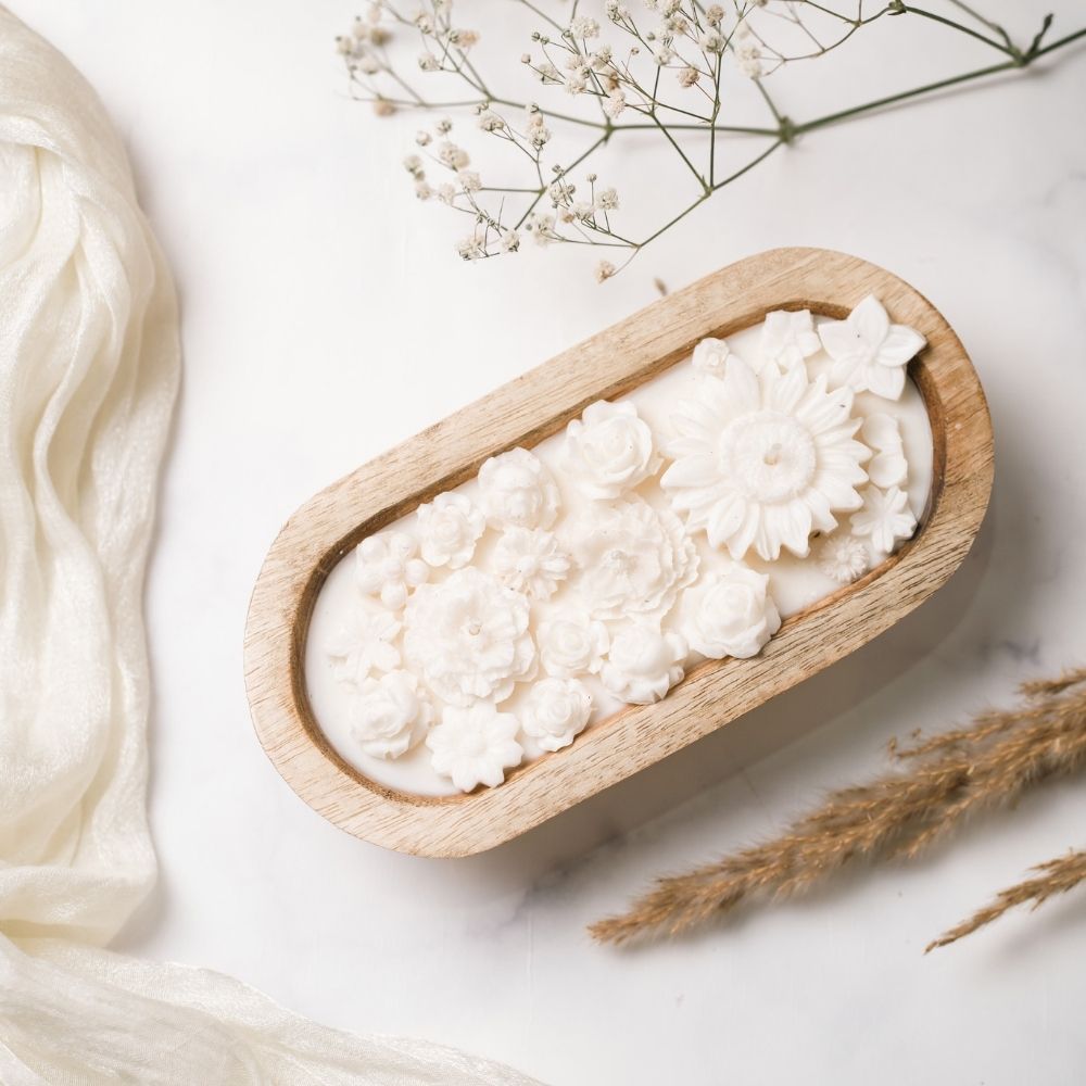Wooden Boat Candle | 8" | Wax Flower Soy Wax Candle