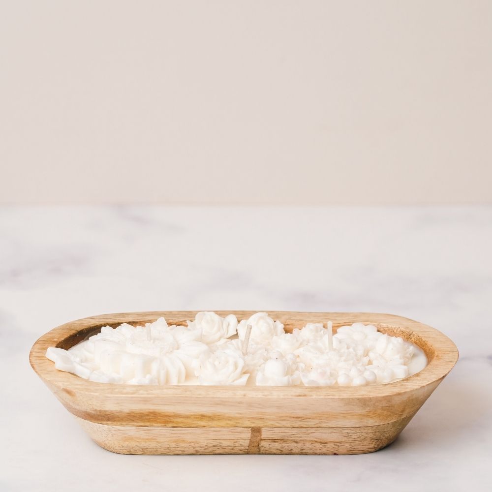 Wooden Boat Candle | 8" | Wax Flower Soy Wax Candle