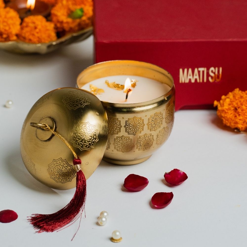 Dhyana | Brass Container | Scented Soy Wax Candle