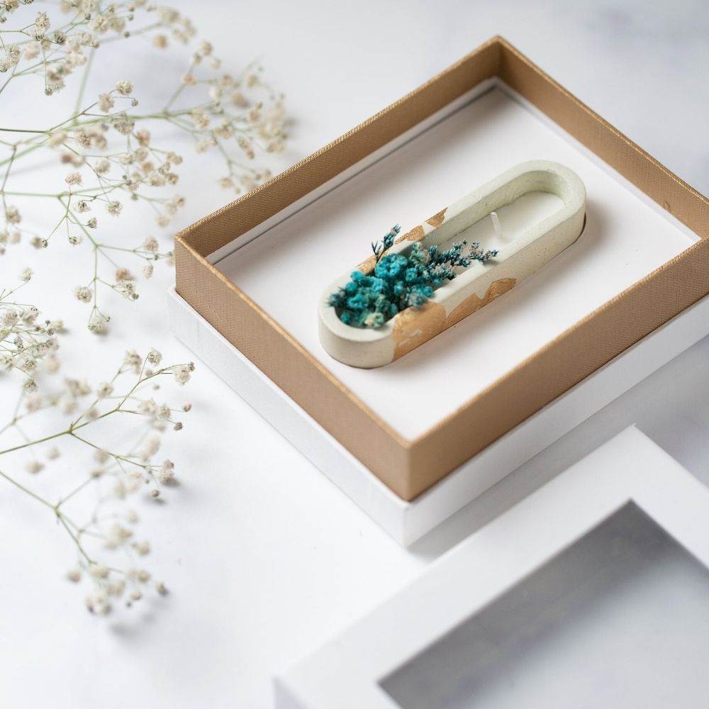 Concrete Candle | Green | Natural Flower Soy Wax Candle