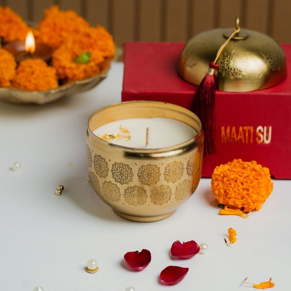 Dhyana | Brass Container | Scented Soy Wax Candle
