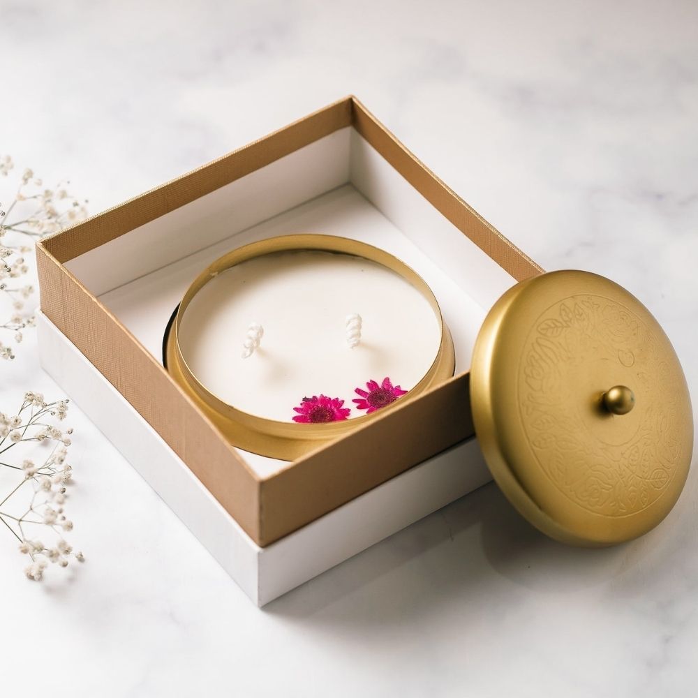Golden Urli with Lid | 4" | Scented Soy Wax Candle