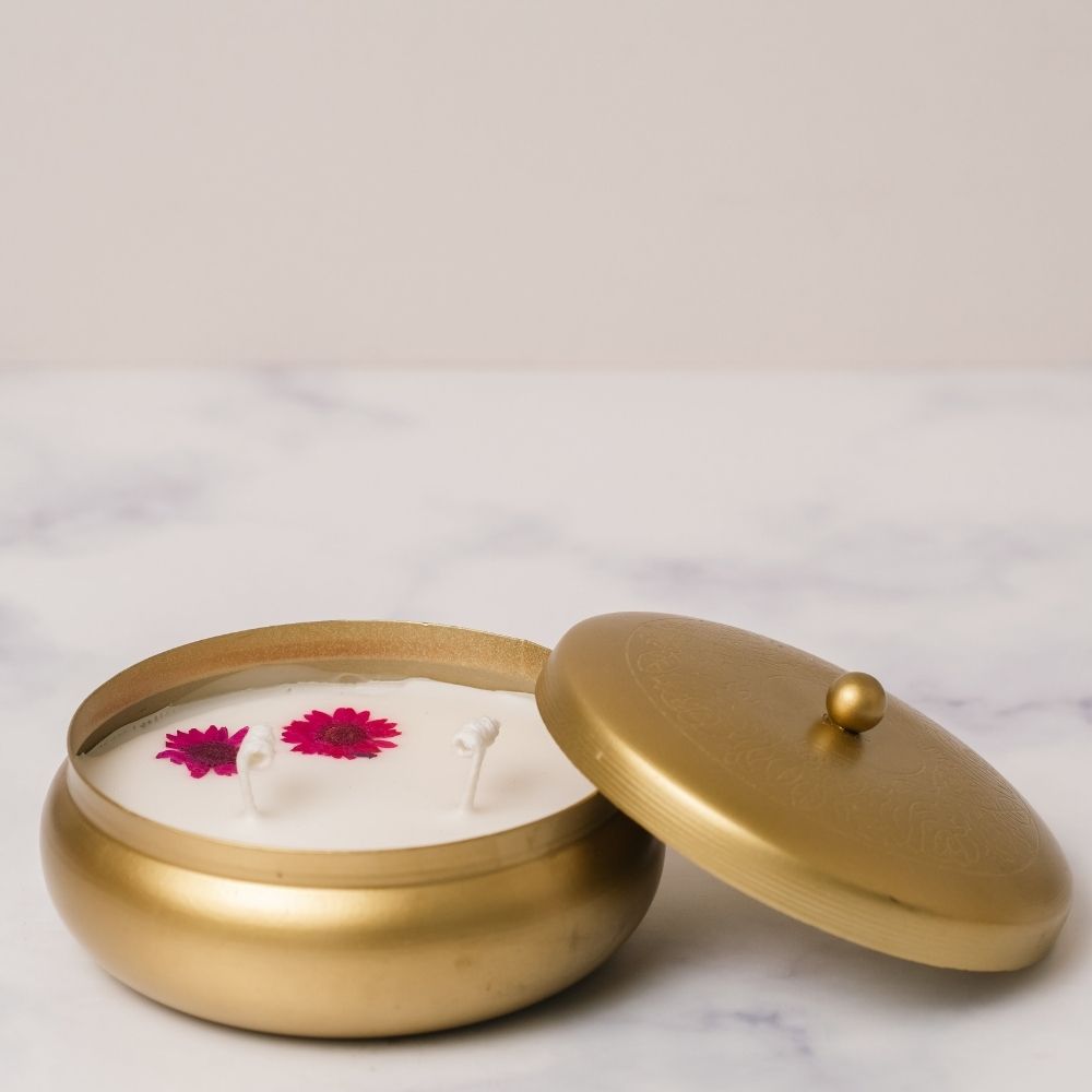 Golden Urli with Lid | 4" | Scented Soy Wax Candle
