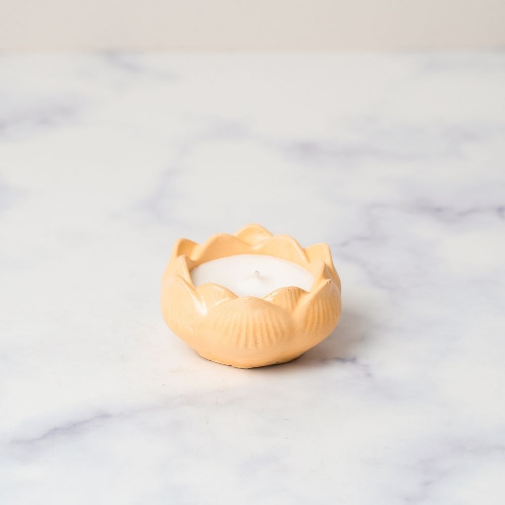 Concrete Candle | Lotus Design | Scented Soy Wax Candle