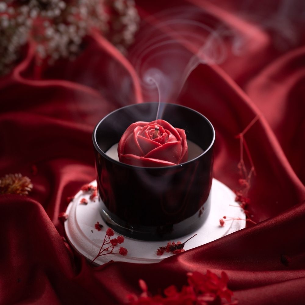 Valentine’s Rose Candle | Glass Container | Scented Soy Wax Candle