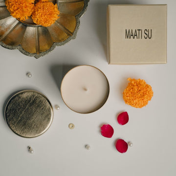Ganga Jyoti | Brass Container | Scented Soy Wax Candle