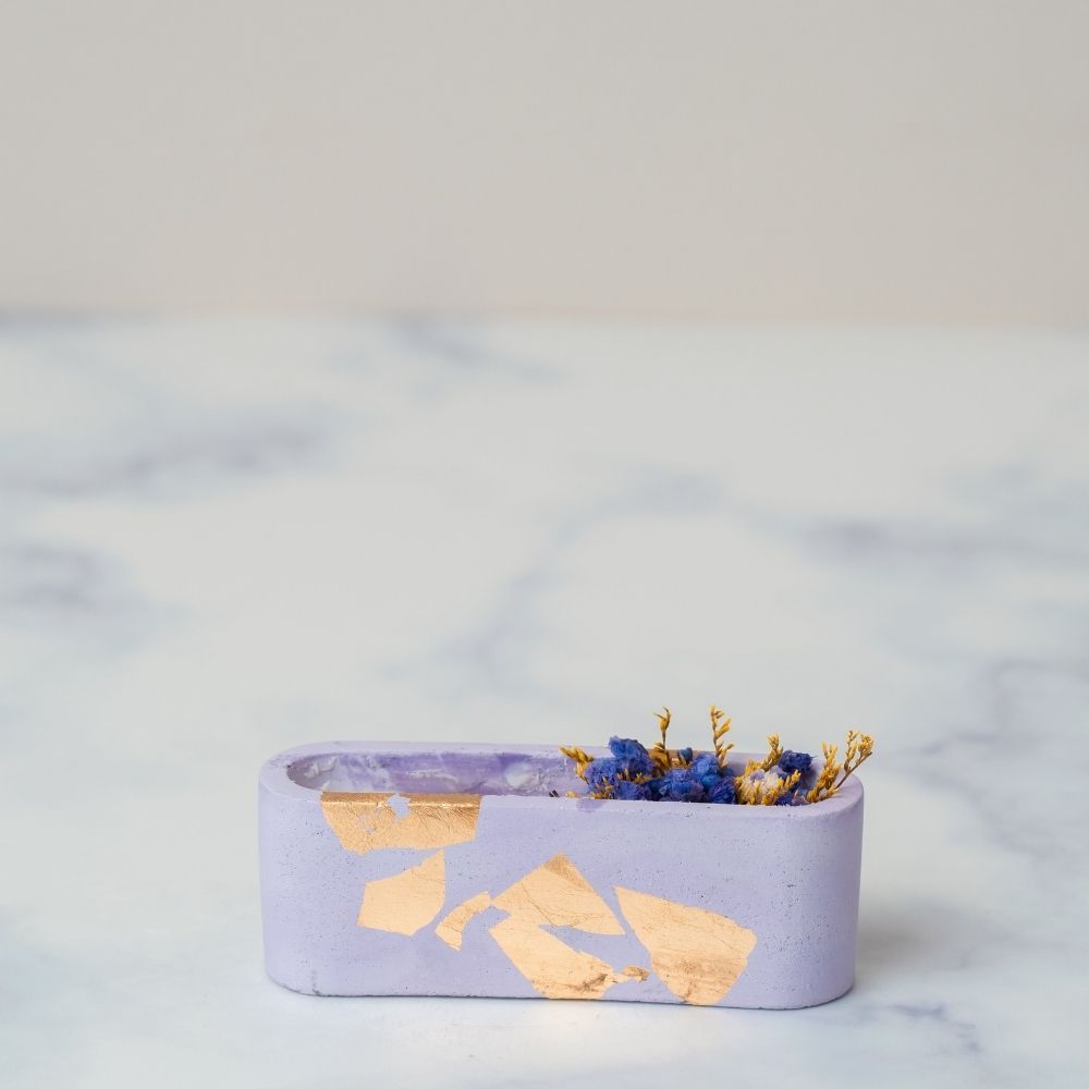 Concrete Candle | Purple | Dry Flower Soy Wax Candle