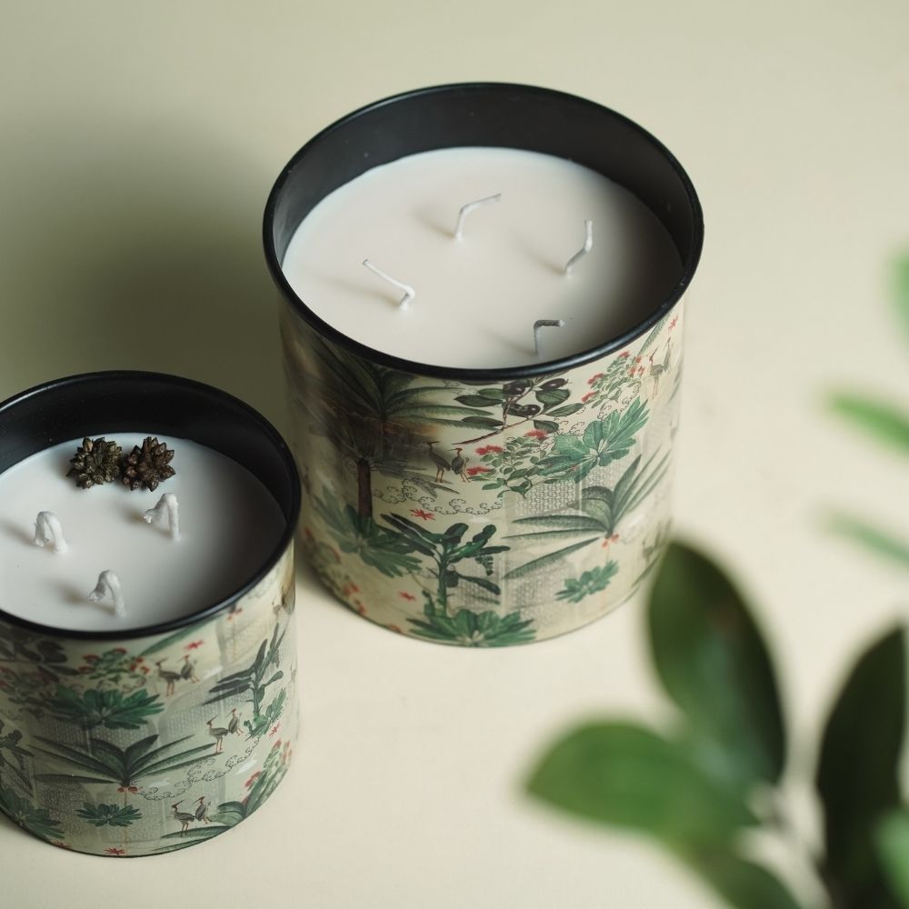 Green Iron Container Cookie Jar With Wooden Lid | Modern Minimalist Luxury Decor