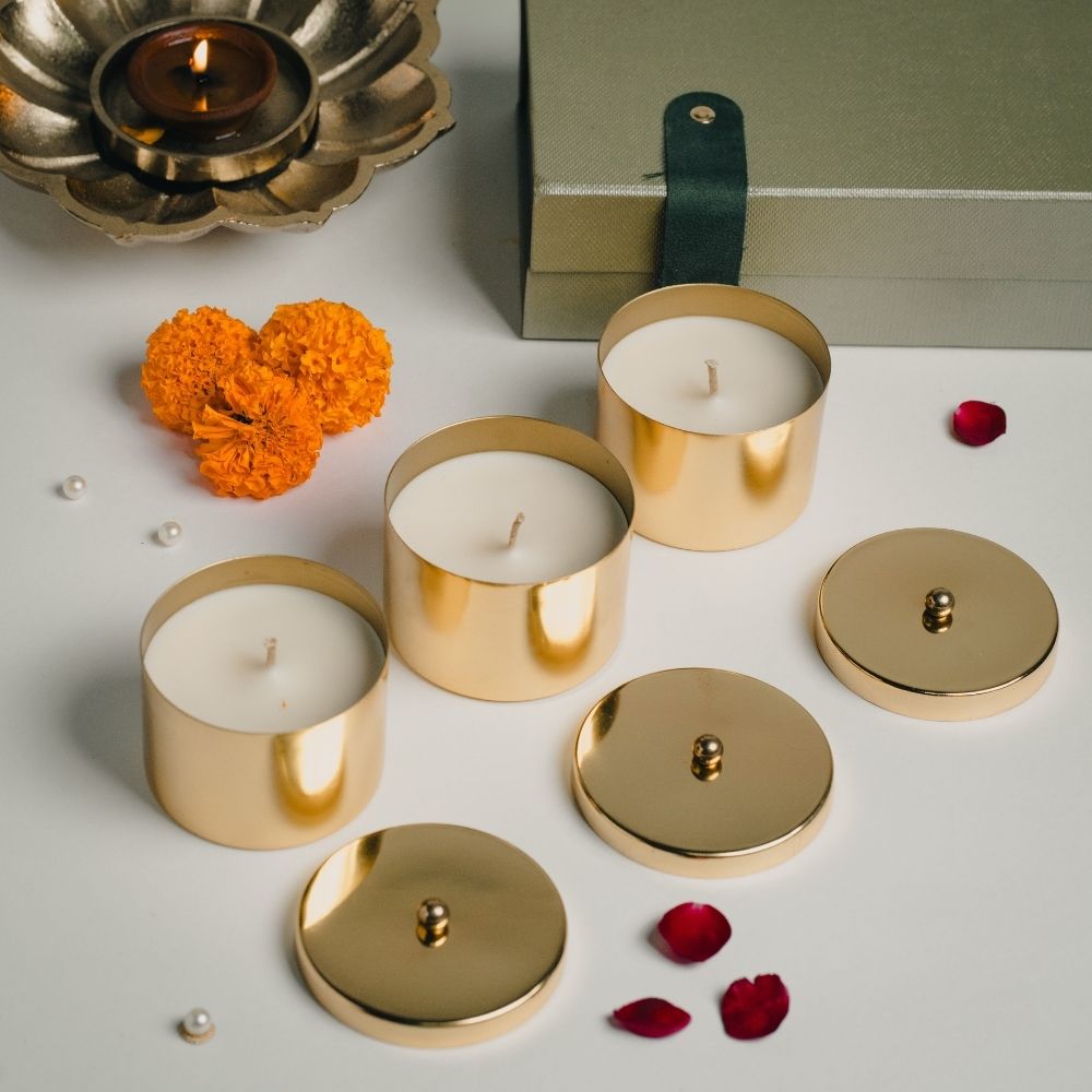 Ghat Sandhya | Brass Container | Scented Soy Wax Candle