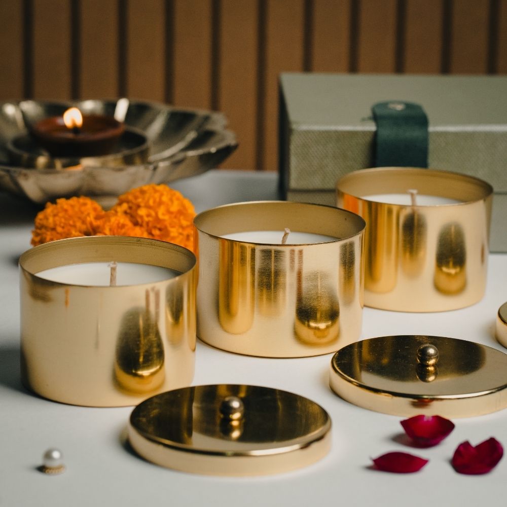 Ghat Sandhya | Brass Container | Scented Soy Wax Candle