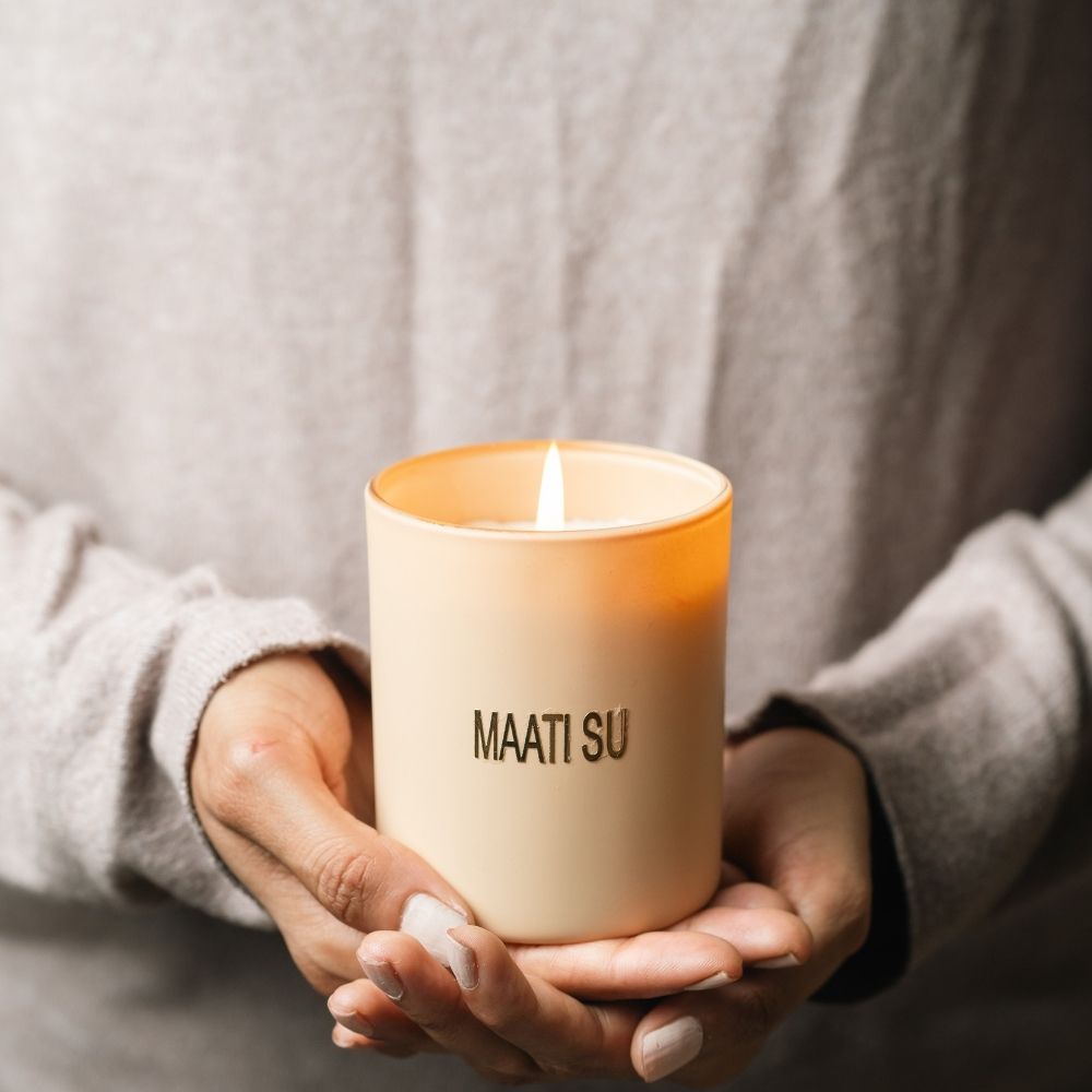 Peach Glass Candle | Wooden Lid | Scented Soy Wax Candle