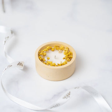 Concrete Candle | Yellow | Dry Flower Soy Wax Candle