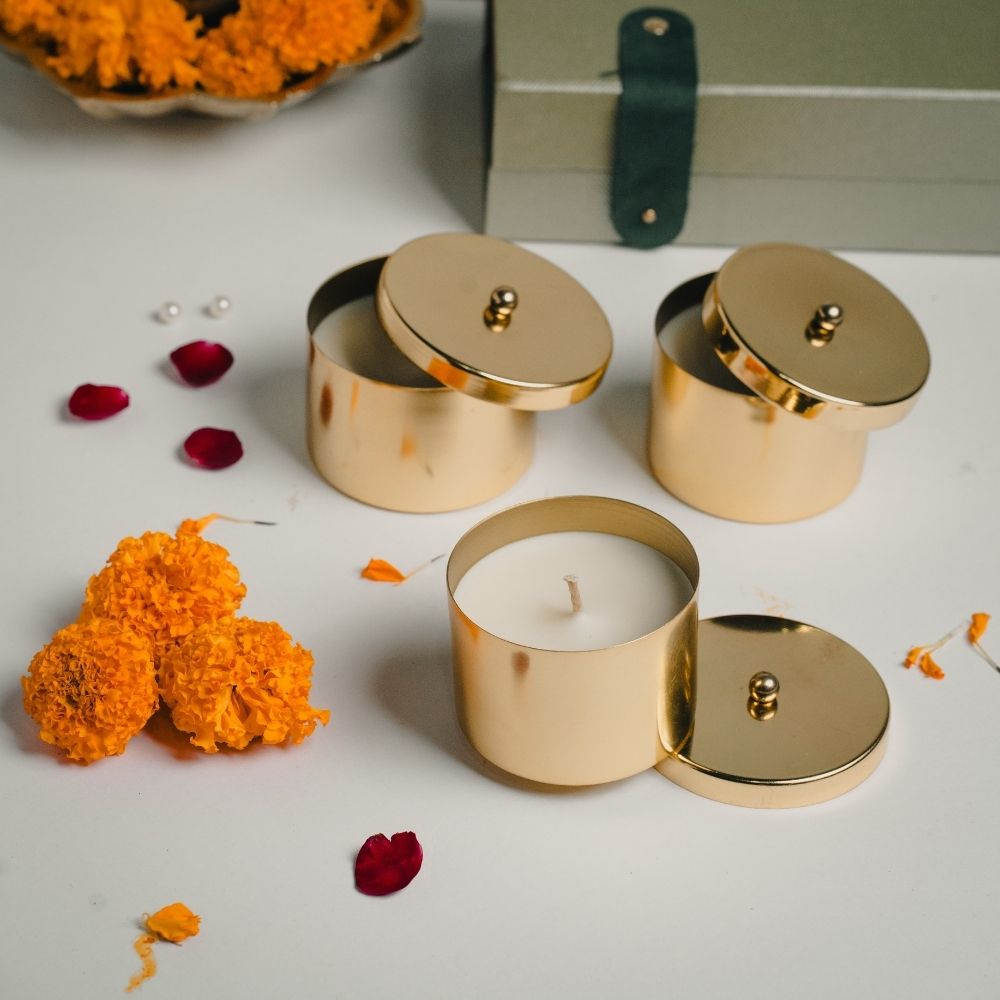 Ghat Sandhya | Brass Container | Scented Soy Wax Candle