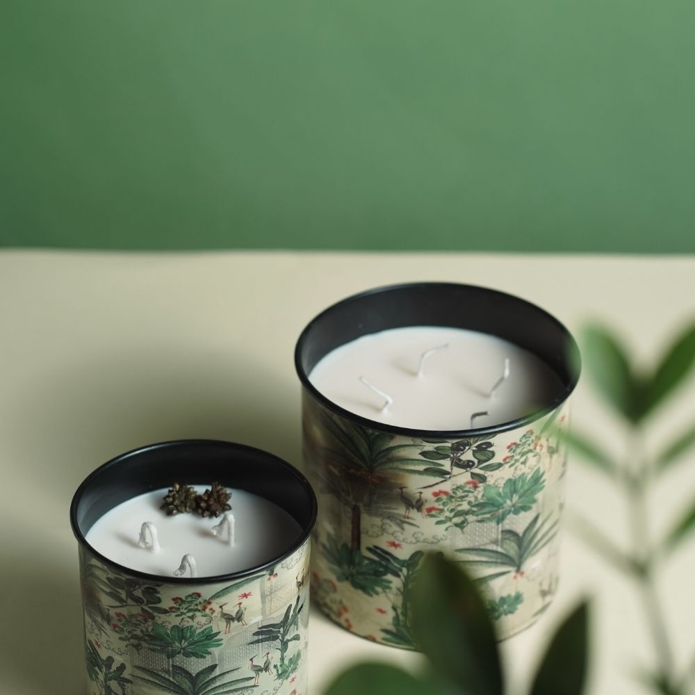 Green Iron Container Cookie Jar With Wooden Lid | Modern Minimalist Luxury Decor