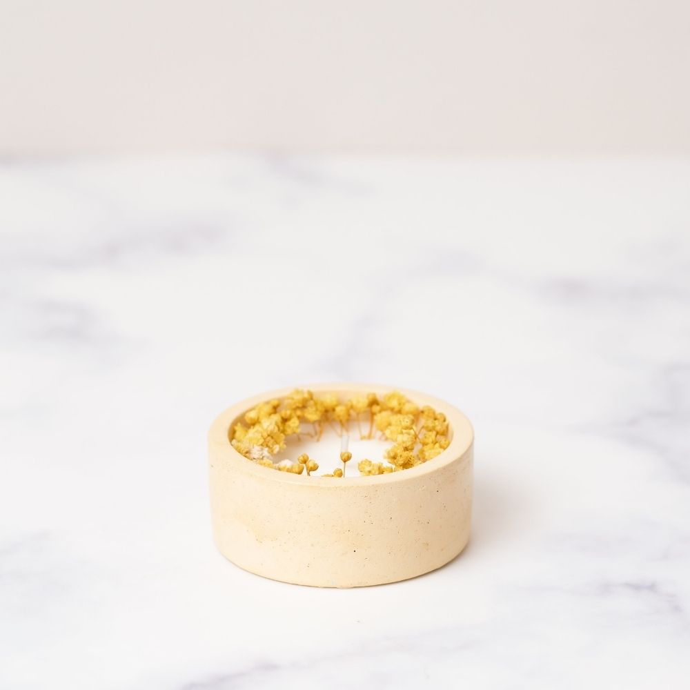 Concrete Candle | Yellow | Dry Flower Soy Wax Candle