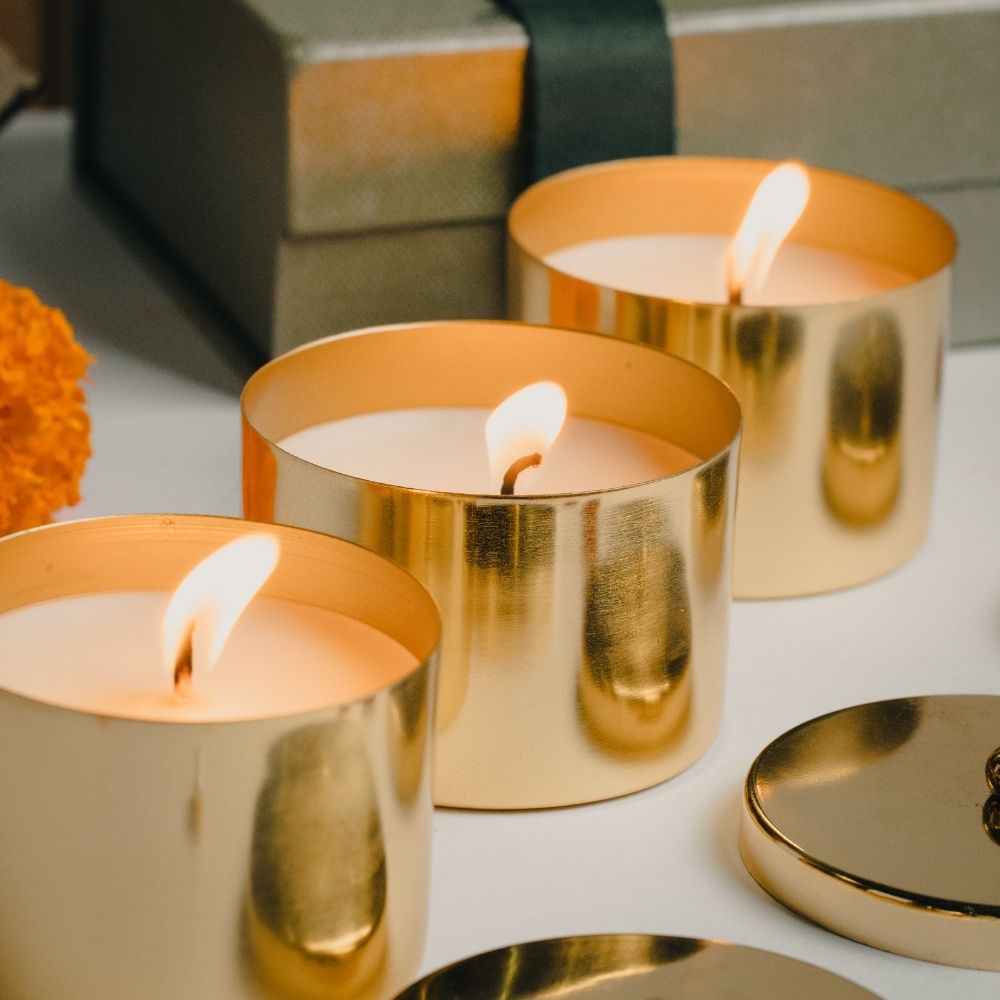 Ghat Sandhya | Brass Container | Scented Soy Wax Candle