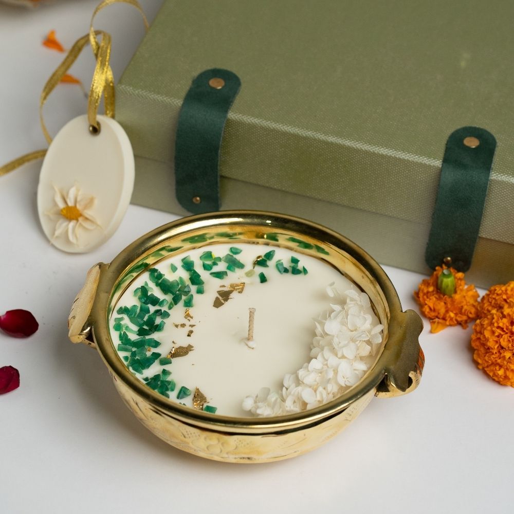 Divya Jyoti | Brass Container | Scented Soy Wax Candle