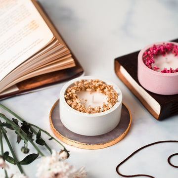 Concrete Candle | White | Dry Flower Soy Wax Candle