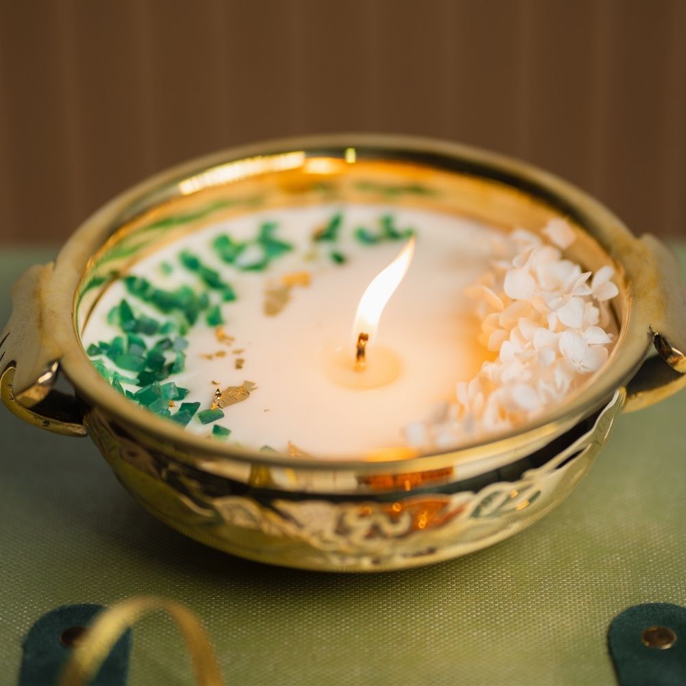 Divya Jyoti | Brass Container | Scented Soy Wax Candle