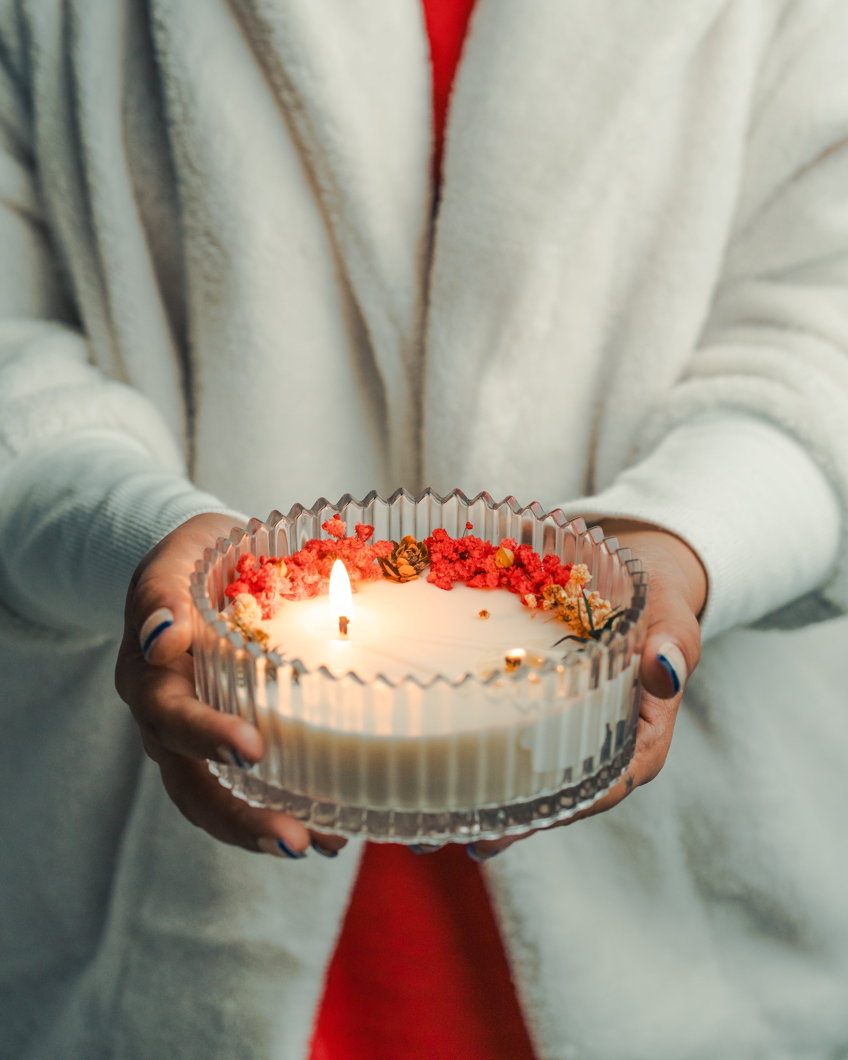 Christmas Candle | Candy Jar Candle | Dry Flower Soy Wax Candle | Decorative Candle | Candle For Gifting | HandMade Candle