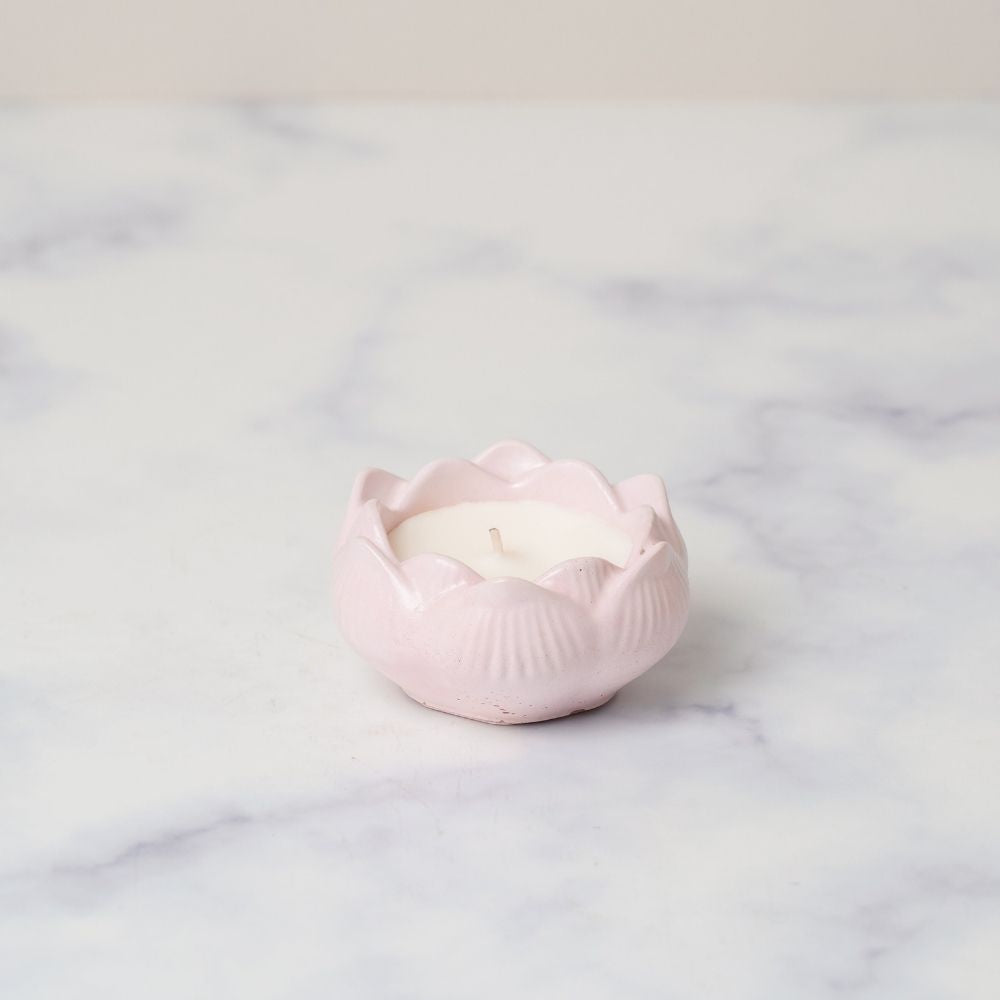 Concrete Candle | Lotus Design | Scented Soy Wax Candle