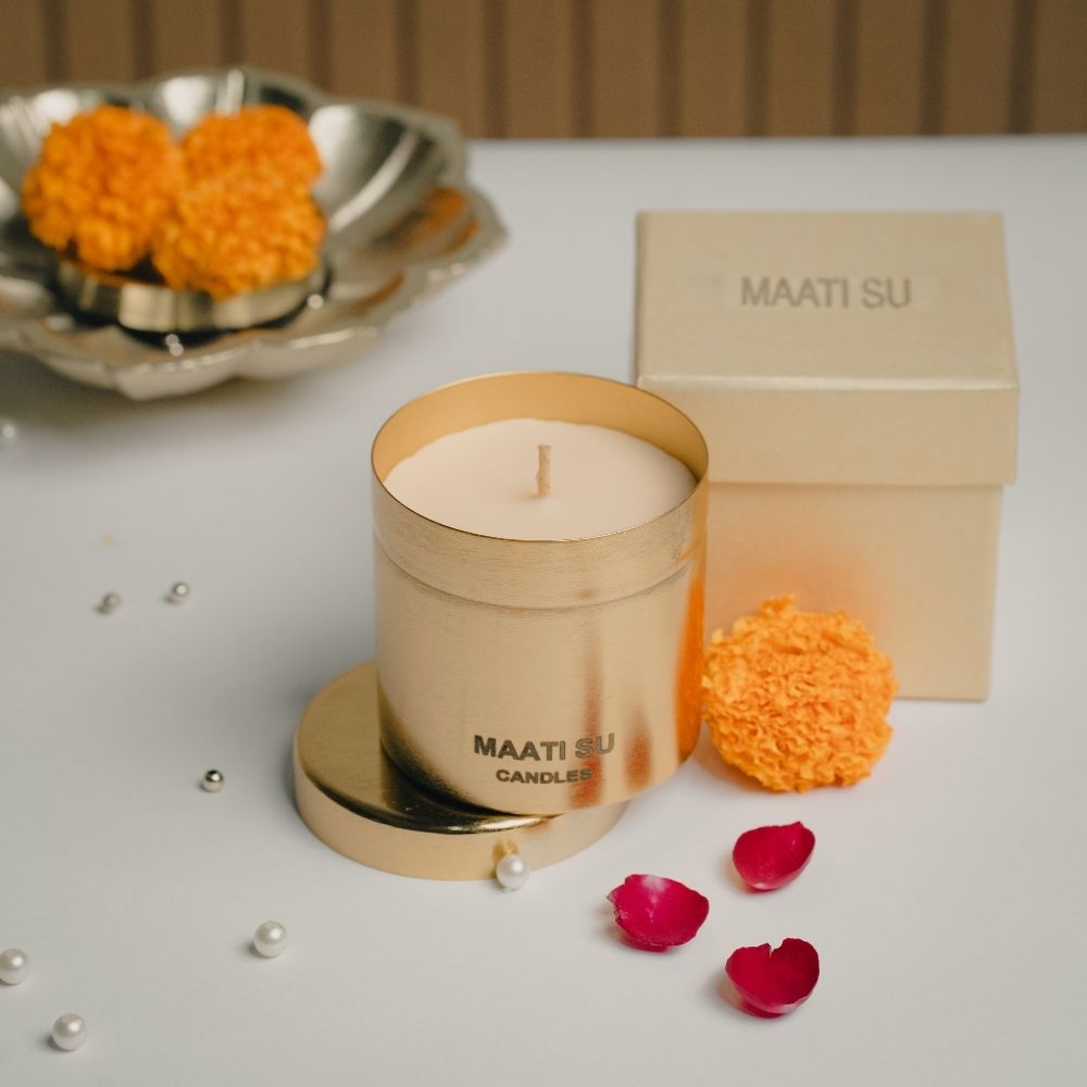 Ganga Jyoti | Brass Container | Scented Soy Wax Candle