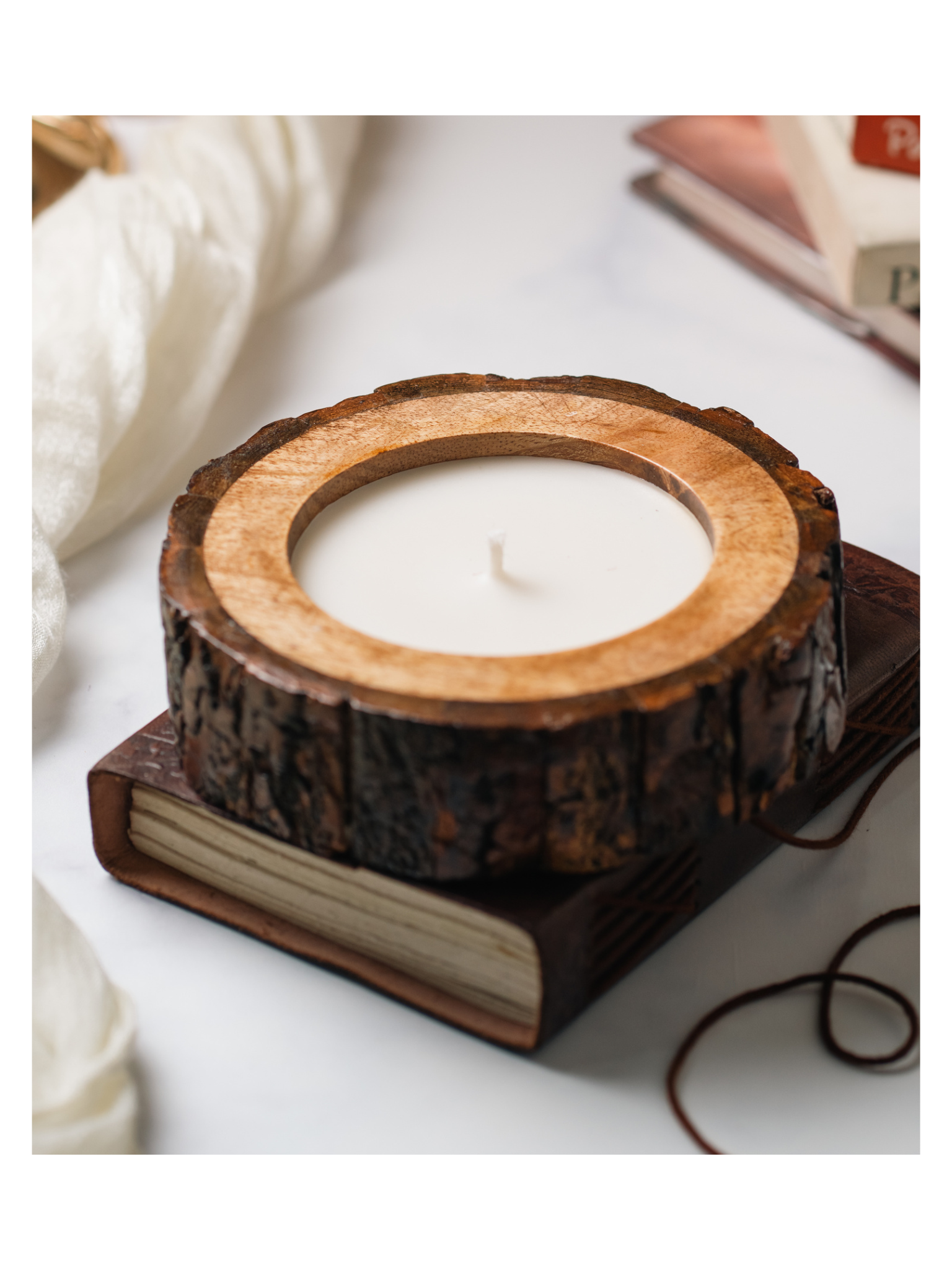 Wooden Log Candle