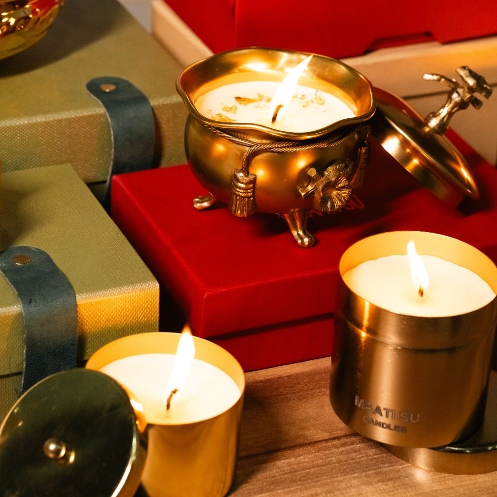 Tejaswi | Brass Container | Scented Soy Wax Candle