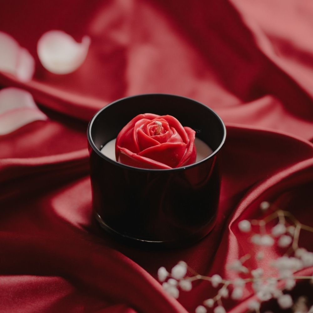 Valentine’s Rose Candle | Glass Container | Scented Soy Wax Candle