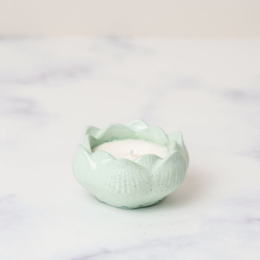 Concrete Candle | Lotus Design | Scented Soy Wax Candle