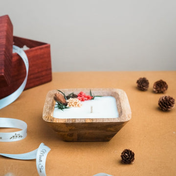Christmas Wooden Candle | Square | Scented Soy Wax Candle