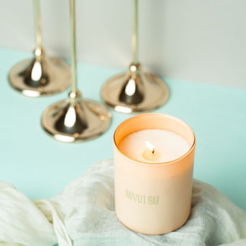 Peach Glass Candle | Wooden Lid | Scented Soy Wax Candle