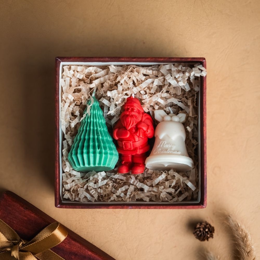 Christmas Candle Set | Santa, Bell & Tree | Scented Soy Wax Candle