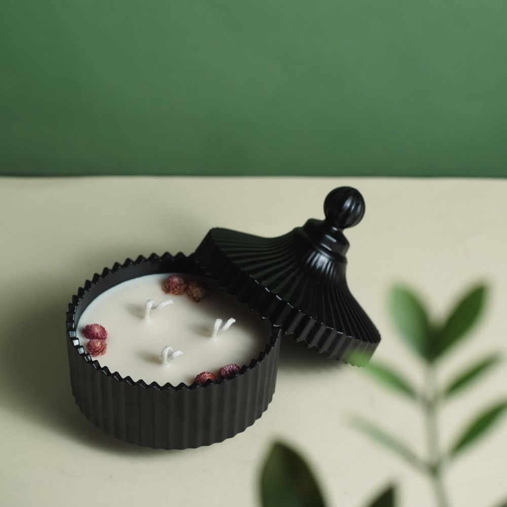Black Candy Jar Candle | Modern Minimalist Decor