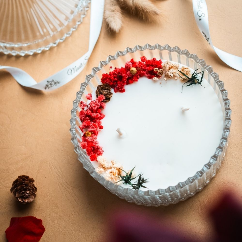 Christmas Candy Jar Candle | Decorative | Dry Flower Soy Wax Candle
