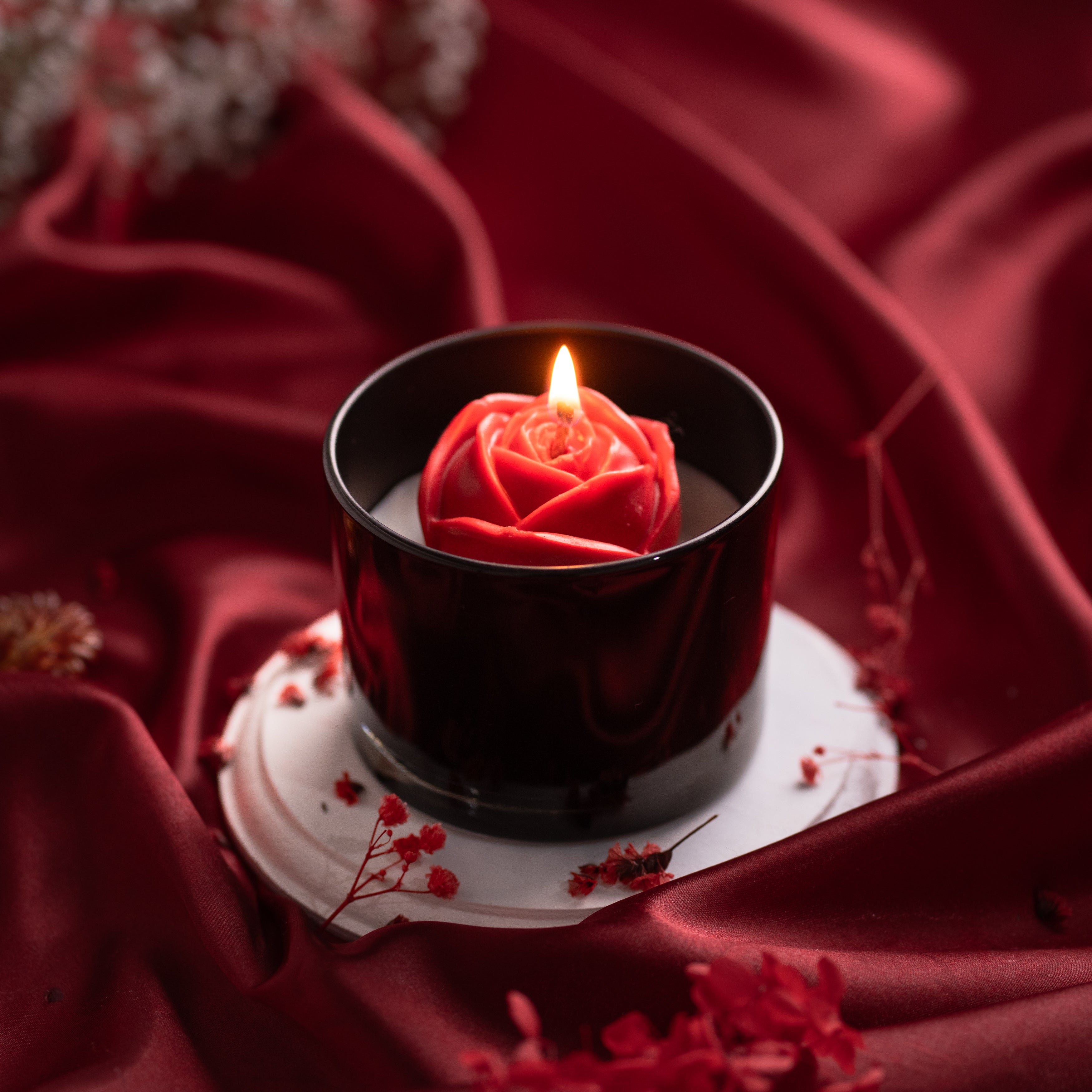 Valentine's Candle | Rose Flower Glass Container Candle