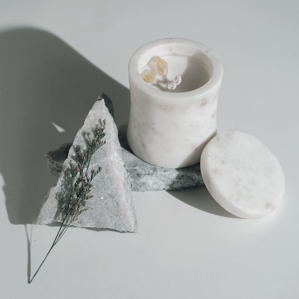 White Marble Candle | Refillable | Modern Decor
