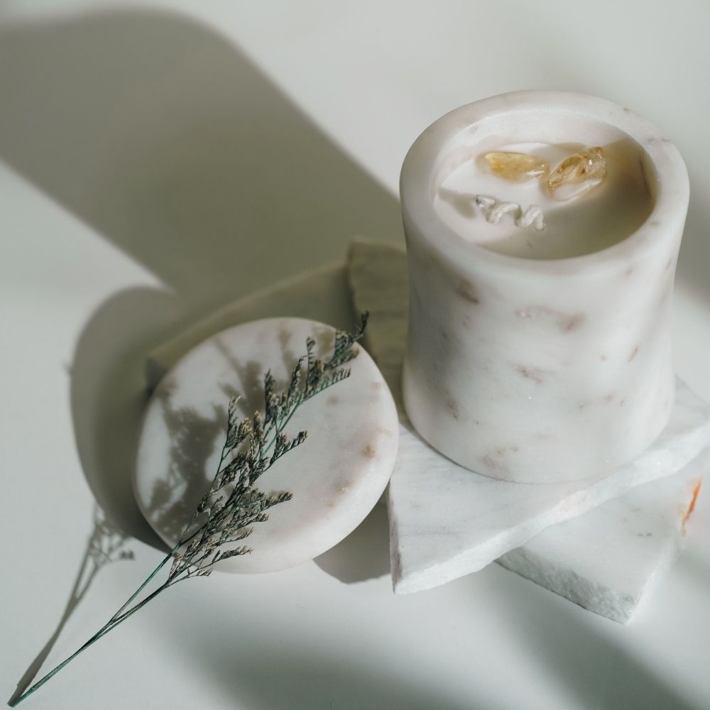 White Marble Candle | Refillable | Modern Decor