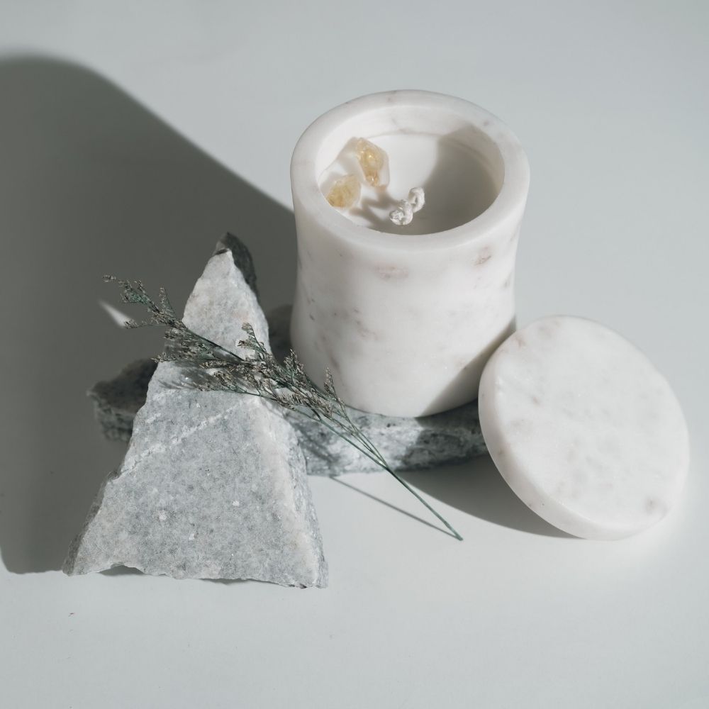 White Marble Candle | Refillable | Modern Decor